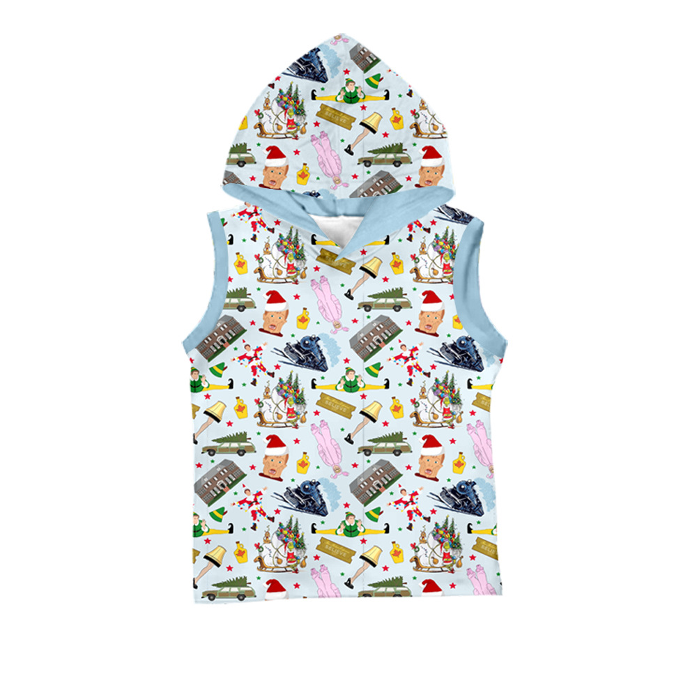 Оптовая продажа на международном рынке. Индивидуальные летние безрукавные худи для мальчиков и девочек с капюшоном и цифровой печатью