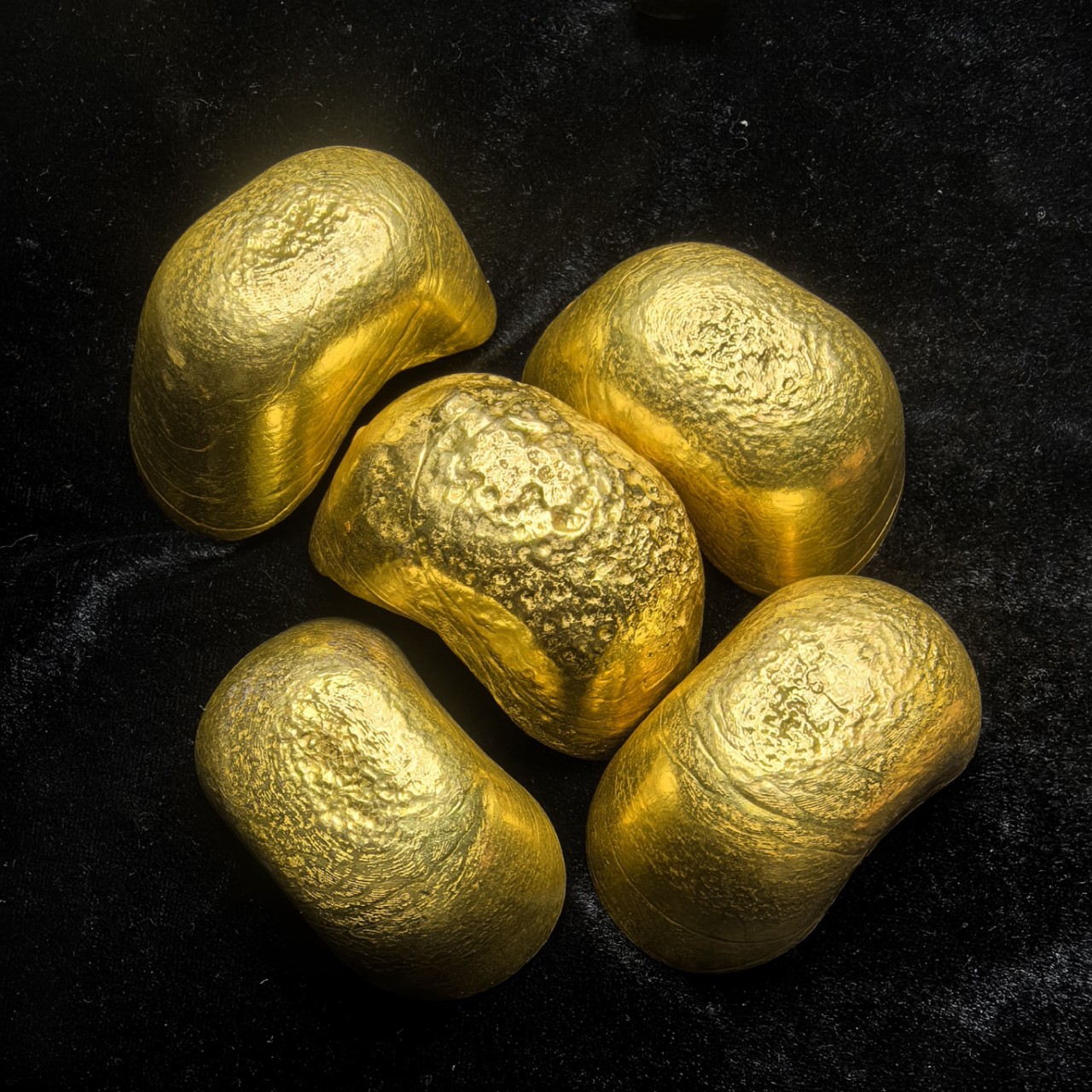 Antique Coin Imitation Antique Pure Copper Qing Dynasty Gilt Five Emperors Treasure Gold Ingot Gold Bar Ingot One Piece