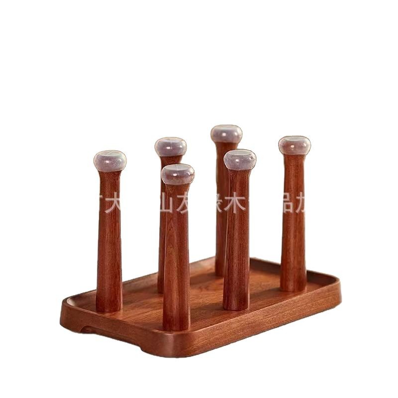 Ebony Cup Holder, Mildew-Proof and Tax Filter, Household Glass Cup, Wooden Cold Tea Cup, Water Cup, Hand Storage Rack
