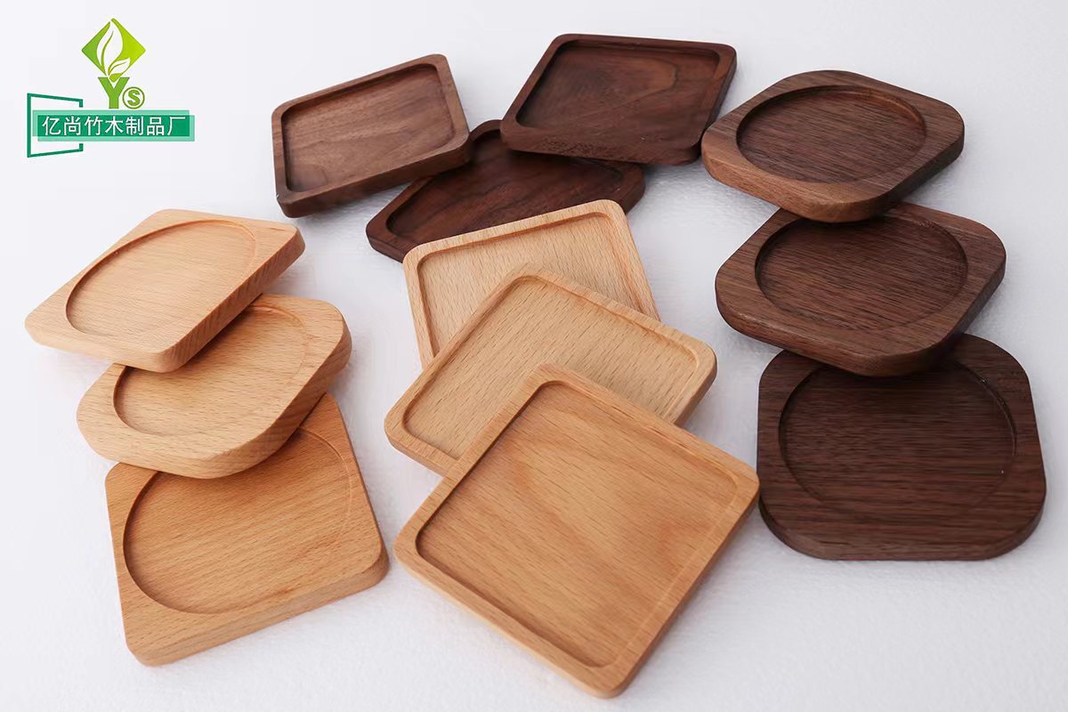 Solid wood coaster tea cup insulation pad black walnut cup holder Tea Table Plate Beech creative coffee Coaster Round Square