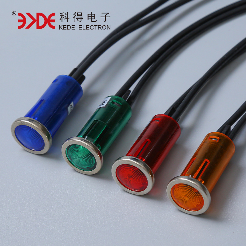 Manufacturers supply K12 indicator light red blue yellow green four-color LED power signal indicator light with line