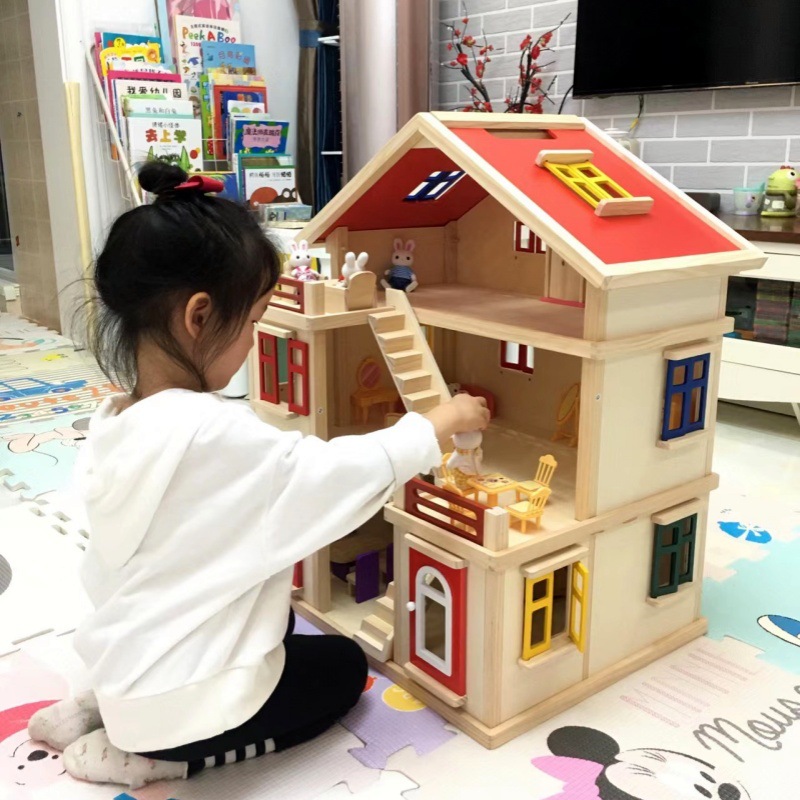 Children's puzzle diy wooden house girls play house wooden house toy house princess villa wooden house toy