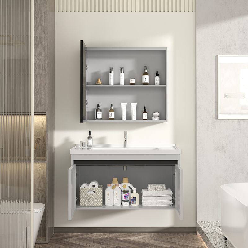 Space Aluminum Wash Basin Rock Board Bathroom Cabinet Combination Bathroom Small Apartment Washstand Integrated Ceramic Basin Washbasin