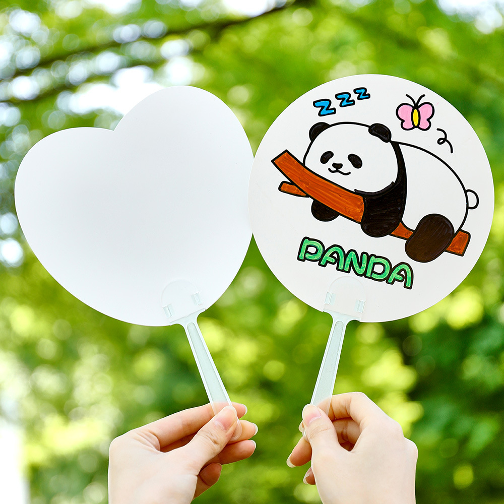 blank diy fan primary school students summer handmade activity drawing small gift kindergarten children hand-held small fan