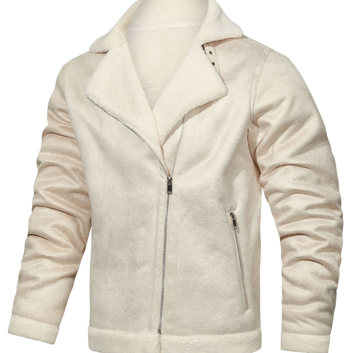 2020 New Men's Fur Integrated European and American Large Size Warm Thickened Fur Motorcycle Outdoor Cotton All-In-One Jacket