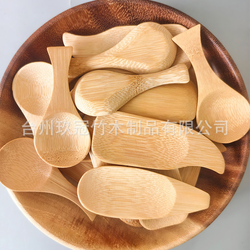 Source Factory Wholesale Natural Bamboo Tea Spoon Seasoning Jam Spoon Japanese Short Handle Bamboo Spoon Bath Salt Wooden Spoon Tea Set