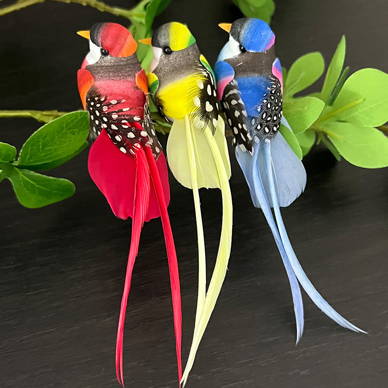 Artificial feather bird decorative crafts feather products courtyard fake bird cross-border Garden Bird Gardening home