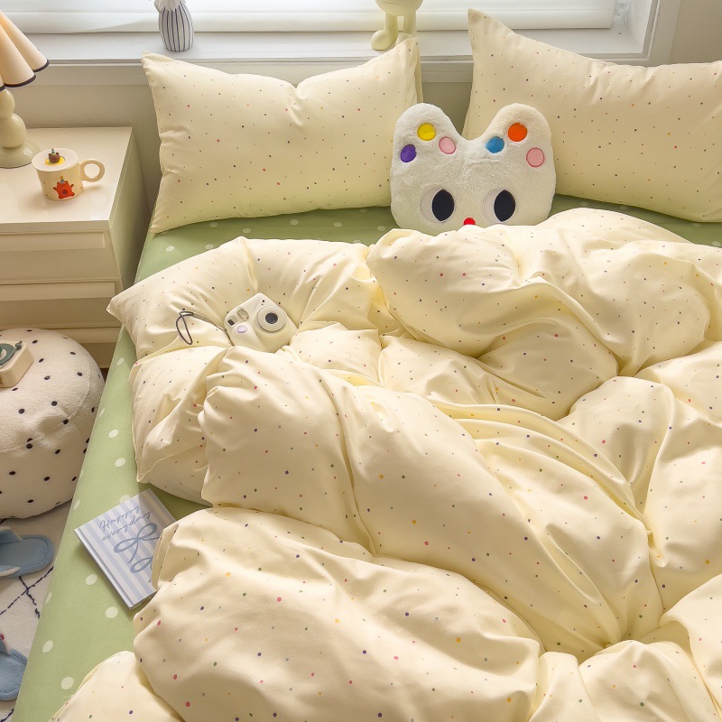 Комплект из четырех предметов из свежего хлопка класса A для матерей и детей, простынь, чехол для одеяла, три предмета для общежития