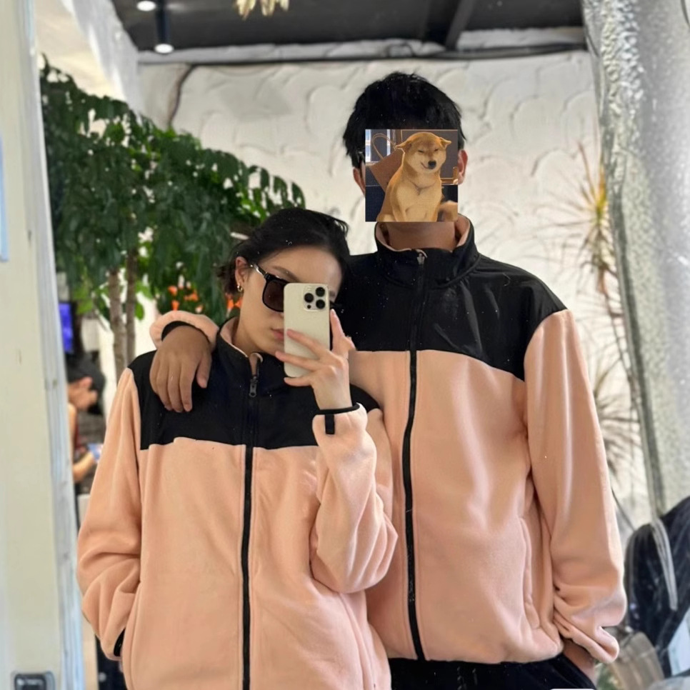 American version of 1990 jacket liner for men and women couples polar fleece three-in-one detachable fleece warm embroidered jacket