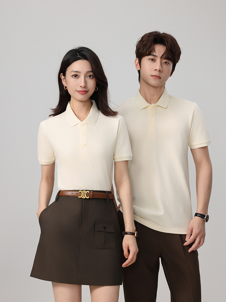 Four-Button Pure Cotton Lapel Polo Shirt Summer Lapel Short-Sleeved T-Shirt Corporate Group Uniform Cultural Shirt Breathable and Sweat-Absorbent
