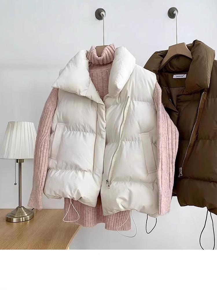 Cotton Vest Women's 2024 Autumn and Winter Korean Style Chanel Style Stand Collar New Sleeveless Cotton-padded Jacket Vest Outer Wear Vest Trendy