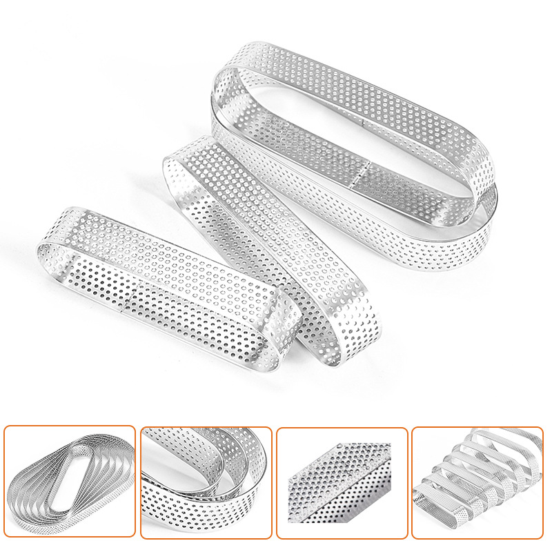 430 stainless steel perforated oval tower ring punching tart ring with hole cake tart ring mousse ring mold