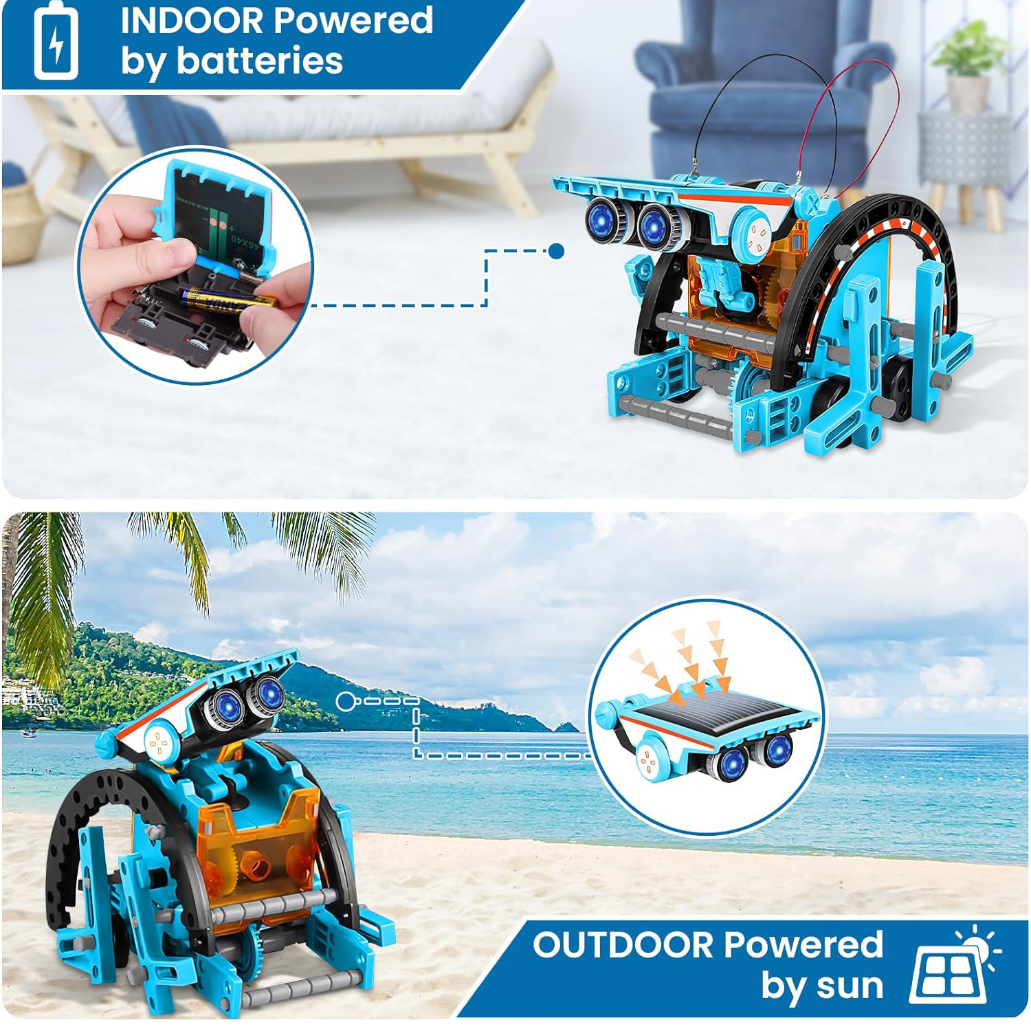 Upgraded Solar Battery Bin Dual-use DIY Assembled Toys 13-in -1 13-in -1 Robot Toys