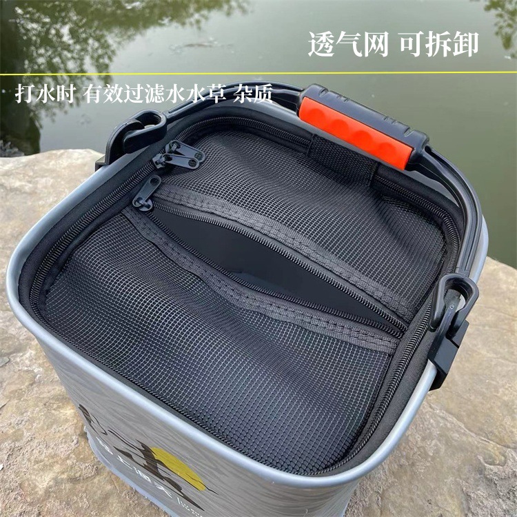 Car fishing bucket foldable portable bucket EVA live fish bucket with rope thick bottom portable fish protection bucket wholesale