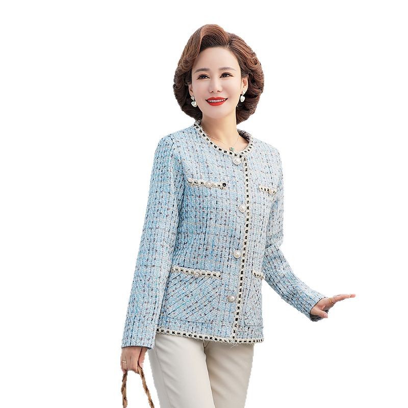 Mother's Spring and Autumn 2025 Coat Women's Middle-aged and Elderly New Spring and Autumn Round Neck Loose Western Style Top Coat