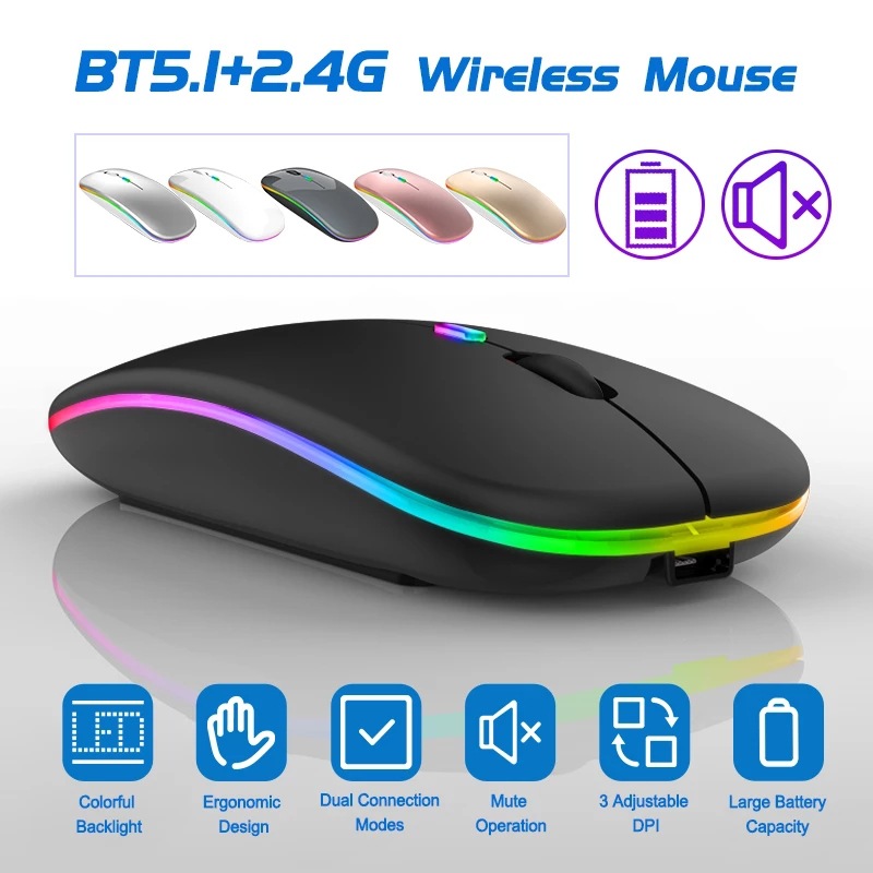 Wireless Mouse, Rechargeable, Bluetooth Dual-Mode, Suitable for Computers and Laptops, Compatible with Huawei and Lenovo, Ergonomic Tablet