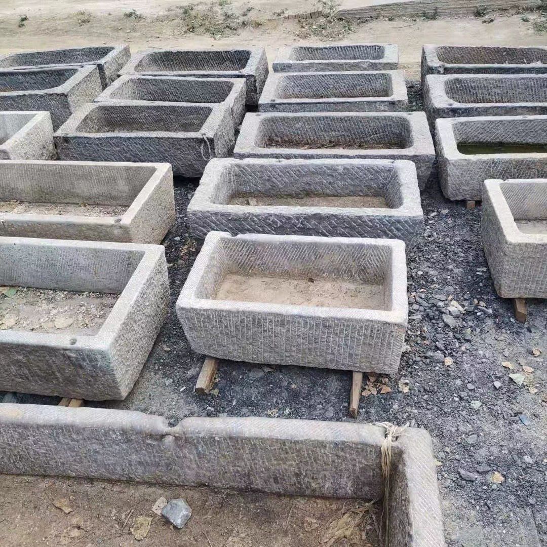 Rural Old Stone Trough Sink Balcony Outdoor Wash Basin Flowing Water Landscape Bluestone Cattle Trough Manger Pig Trough Old Stone Trough