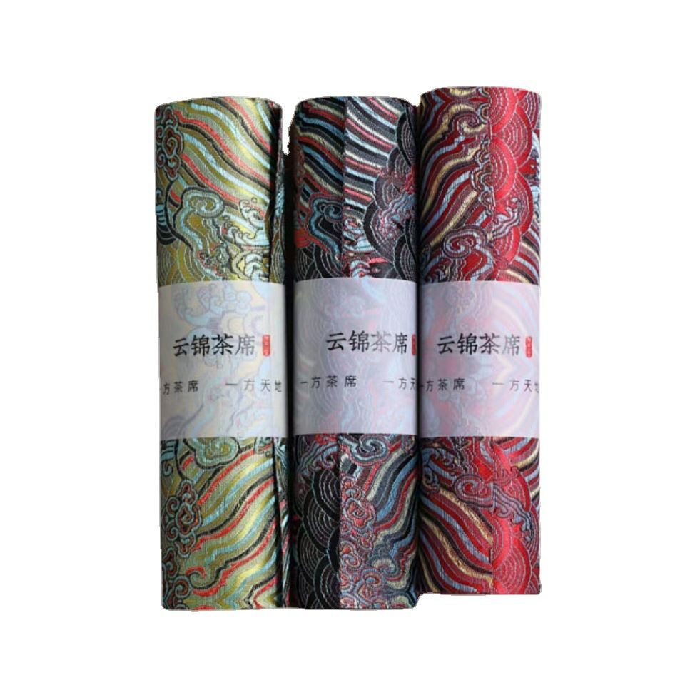 New Chinese Style Yunjin Tea Mat Jacquard Cloud Water Pattern Brocade Tea Mat Space Display Table Flag Tea Room Tablecloth
