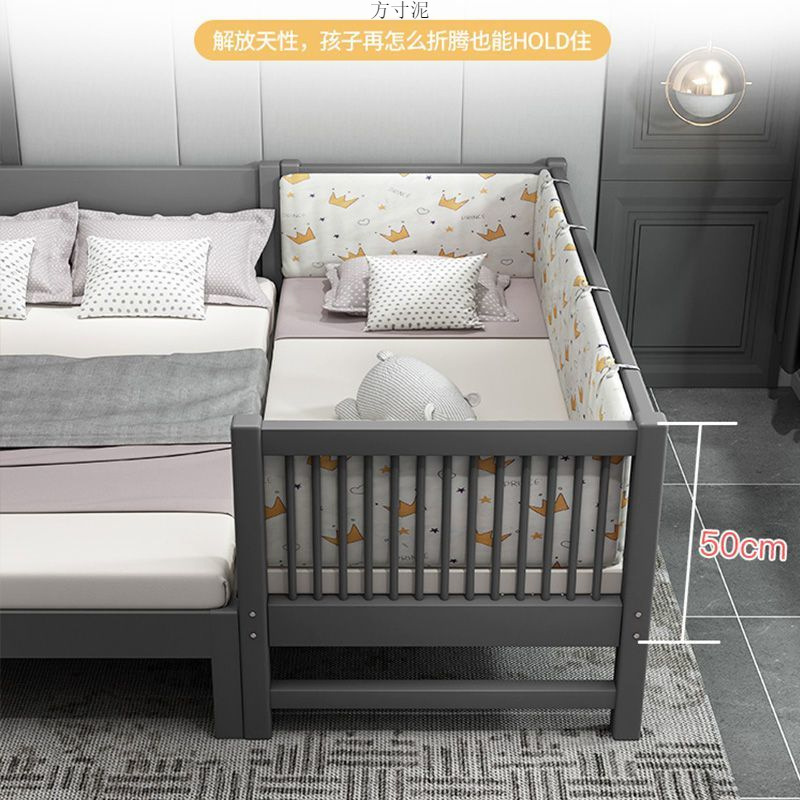 Solid Wood Baby Splicing Bed Children with Guardrails Widened and Thickened Baby Bed for Boys and Girls Bedside Large Bed Factory Wholesale