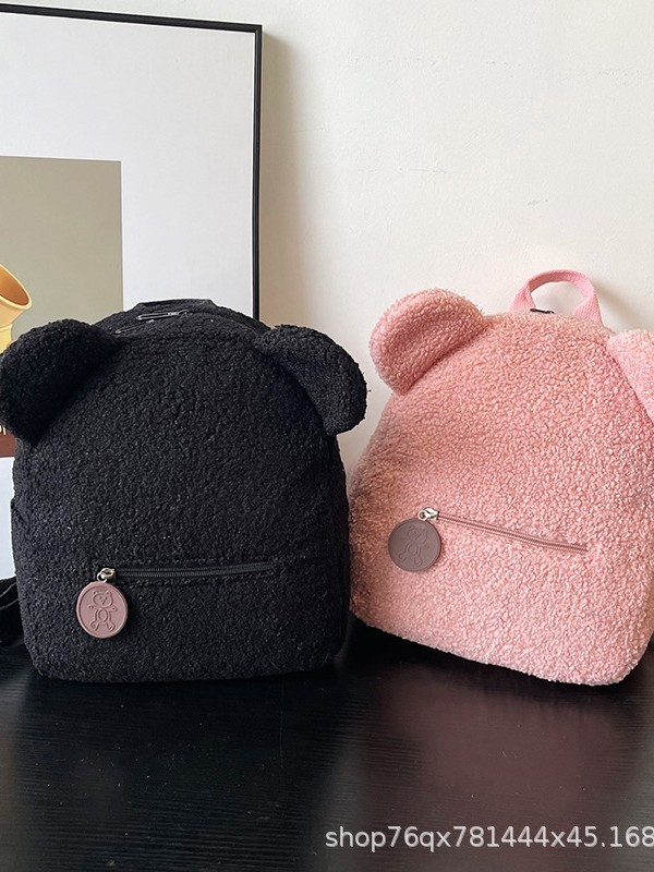 Stuffed Backpack Women's Bag Autumn and Winter New K-Style Ins Super Popular Cute Bear Ear Backpack Girls Family Bag