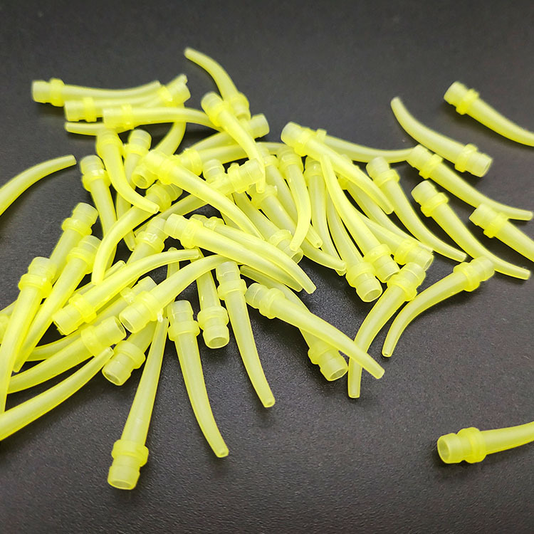 Disposable dental consumables intra-oral injection head silicone rubber printing film material small yellow head small elbow mixing tip