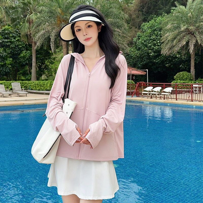 Sunscreen Clothing Women's Summer 2025 Black Rubber Hat Brim Women's Thin Breathable Ultraviolet Protection Sunscreen Clothing Jacket with Oblique Insert