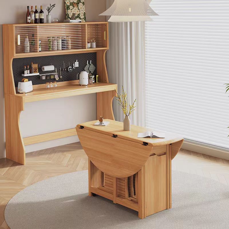 Modern Solid Wood Sideboard Dining Table Integrated Small Apartment Storage Cabinet Bar Storage Wall Extendable Folding Round Table