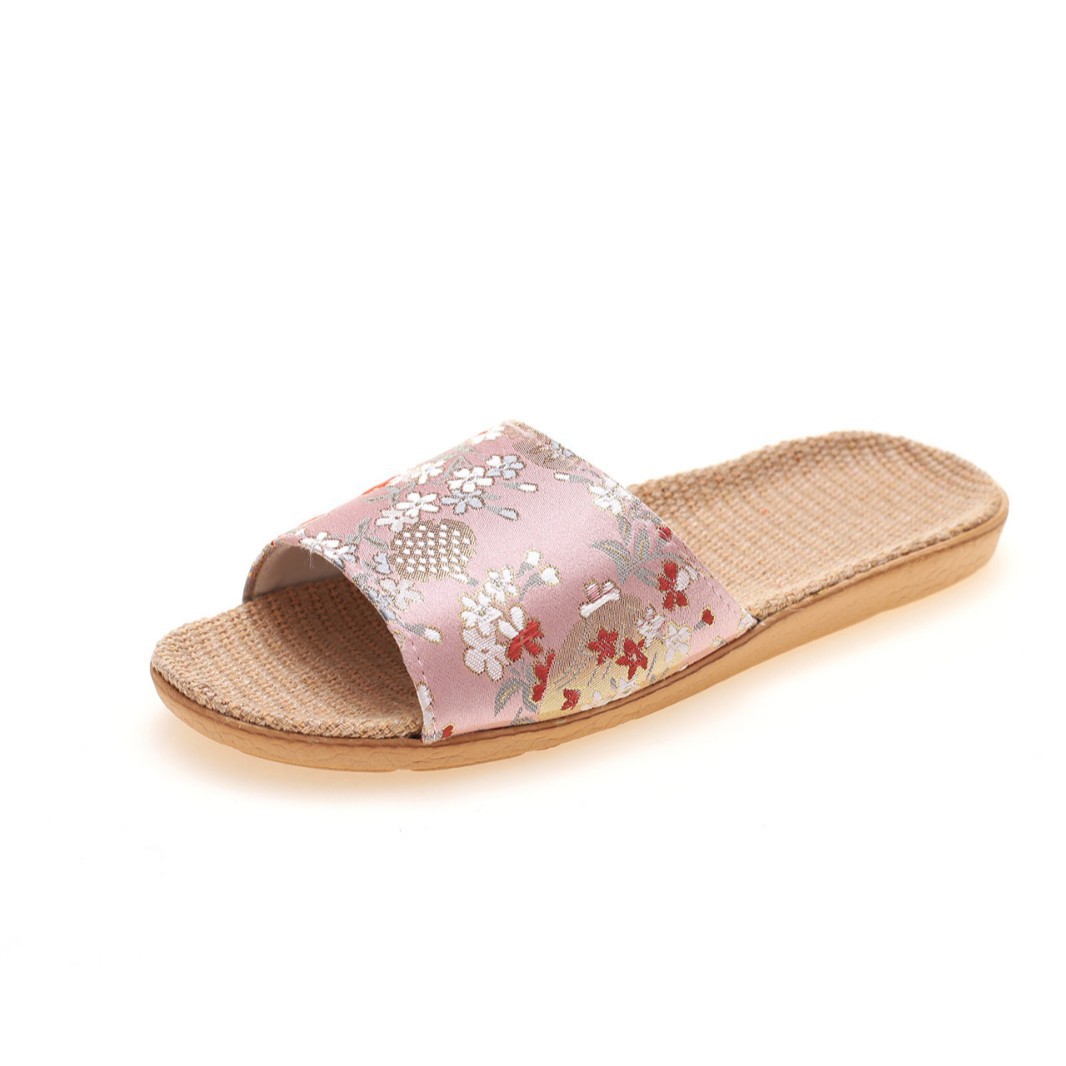 Guofeng embroidered linen slippers high sense lovers spring four seasons home non-slip opening factory direct a generation of hair