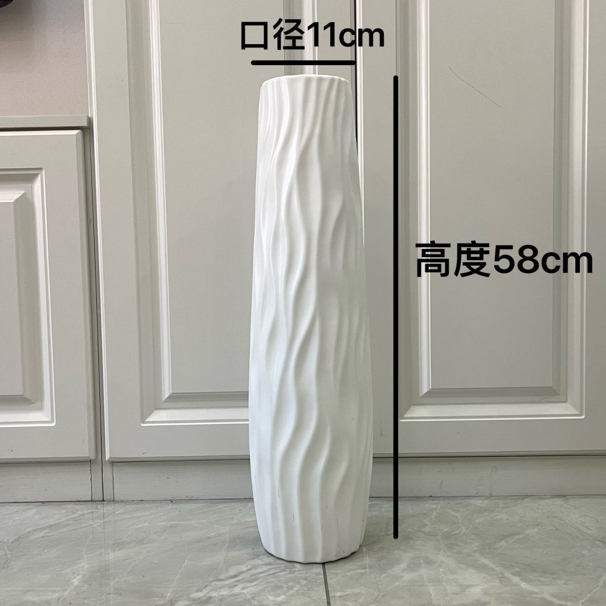 Floor Large Vase High Simple Hydroponic Plastic Imitation Ceramic White Black European Style Home Dried Flower Flower Ornament for Living Room Decoration