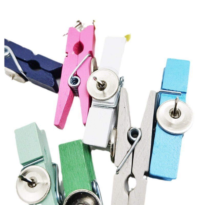 Factory direct creative office stationery with pushpin clip Photo Cork pushpin wooden clip photo wall cork nail