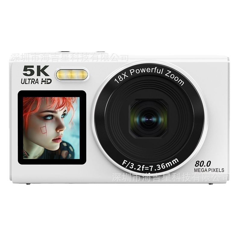 Cross-Border Exclusive Supply of Ccd Digital Cameras with 80 Million Pixels, Dual-Screen Selfie Portable Camera for Students, Wifi Connectivity