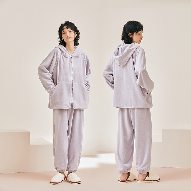 Pregnant women's clothing autumn and winter plus magnolia 2023 new pregnant women's nursing clothing pregnant women's pajamas fleece-lined pregnant women's home clothing