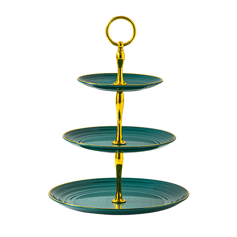 European Style Fruit Plate Three-Layer Dispenser Plastic Dried Fruit Plate Wedding Cake Plate Phnom Penh Fruit Plate Light Luxury Cake Rack