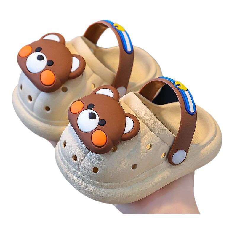 Summer Boys' Baotou Indoor Kidsren's Slippers Home Non-Slip Soft Bottom Girls Cute Cartoon Baby Hole Shoes