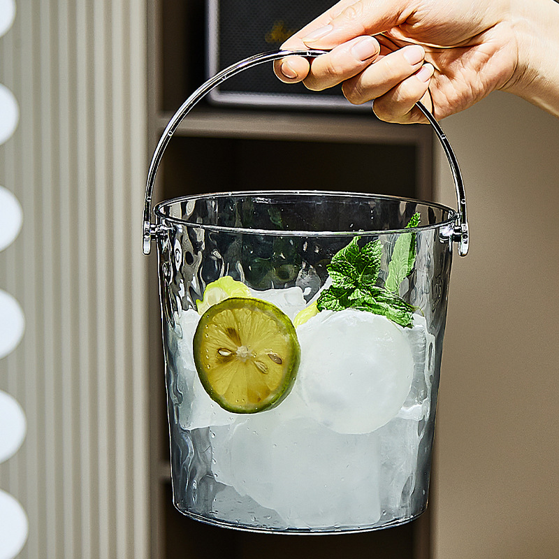Light Luxury Water Ripple Thickened Transparent Ice Bucket High Beauty Value Home Commercial Ice Bucket Bar KTV Beer Barrel Ice