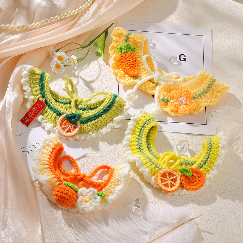 Милый вязаный шарф для кошек и собак, декоративный, ручная работа, маленький собачий шарф