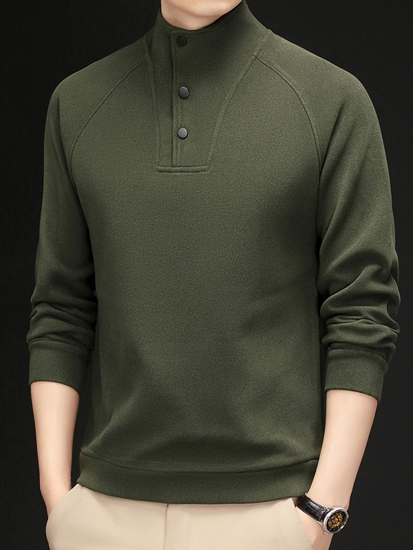 Top velvet quality autumn and winter interior fleece-lined bottoming shirt new fabric warm popular men's light luxury