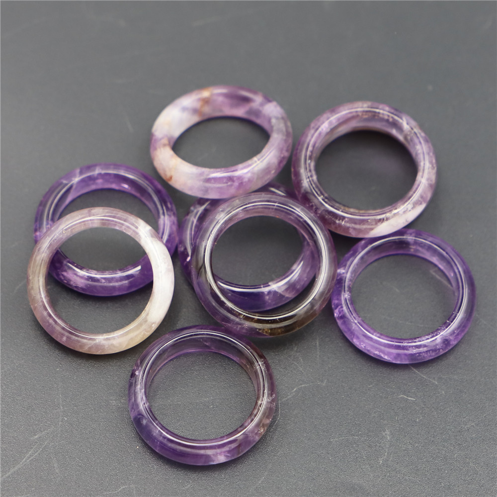 Foreign trade hot Amazon AliExpress wish explosions natural stone amethyst ring width 6MM 17# 18#