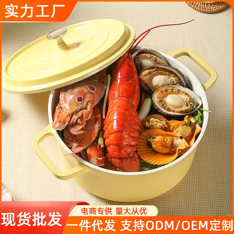 Эмальированная кастрюля с двумя ручками, для тушения, антипригарная, для газовой и индукционной плит, оптовая продажа