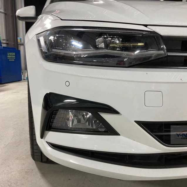 19 New POLO PLUS modified front bumper fangtooth blade fog lamp eyebrow fog lamp decorative frame front bumper spoiler