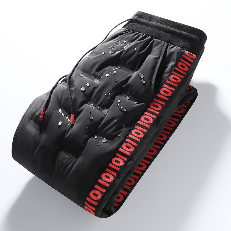 Cross-border Youth Slim-fit Extra-large Sports Casual Trousers Thickened Down Pants Men's Winter Outdoor Windproof Warm Duck Down