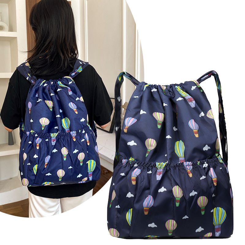 Cross-border backpack all-match nylon drawstring bag women's outdoor sports bag large capacity mummy bag backpack lightweight travel