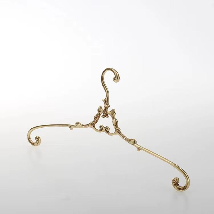 Vintage Palace Style Household Clothes Hanger Hotel Bedroom Wardrobe Storage Rack Brass Hook Clothes Drying Rack