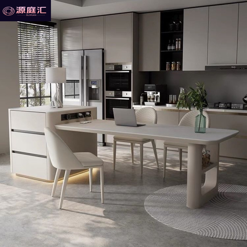 Dining Table for Home Restaurant, High-End Rock Slab Creative Tea Table Island, Italian Light Luxury, Popular on Xiaohongshu and Douyin