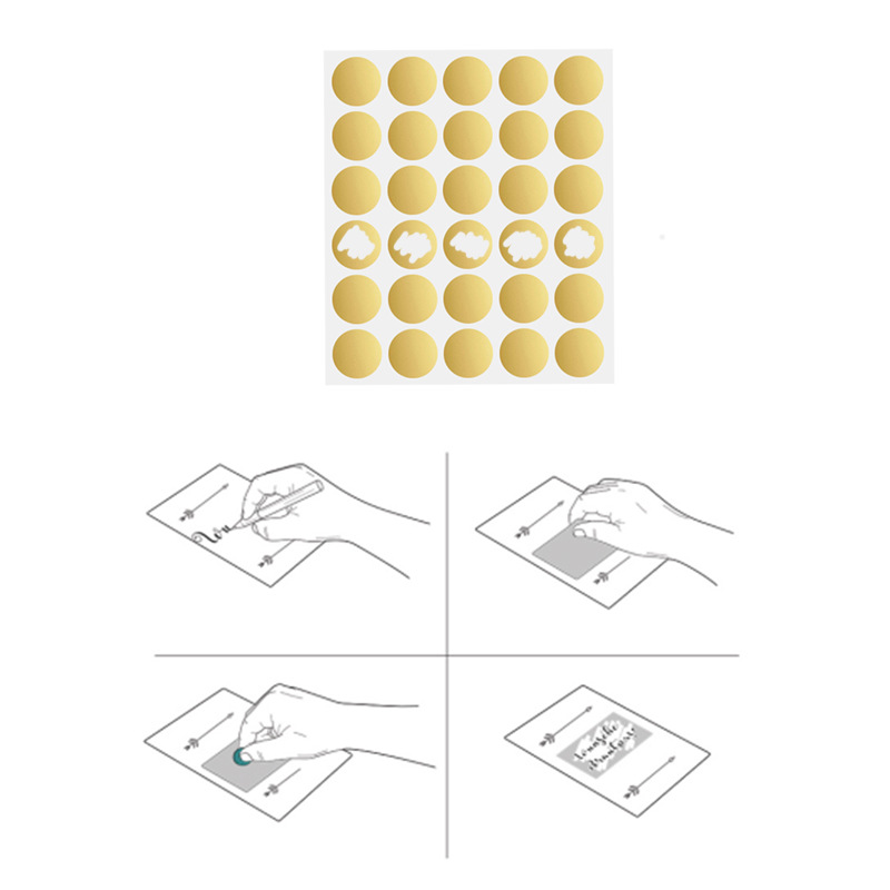 Scratch Film Coated Sticker Scratch Music Velcro Paper Scratch Card Coated Scratch Sticker Golden Round 25mm