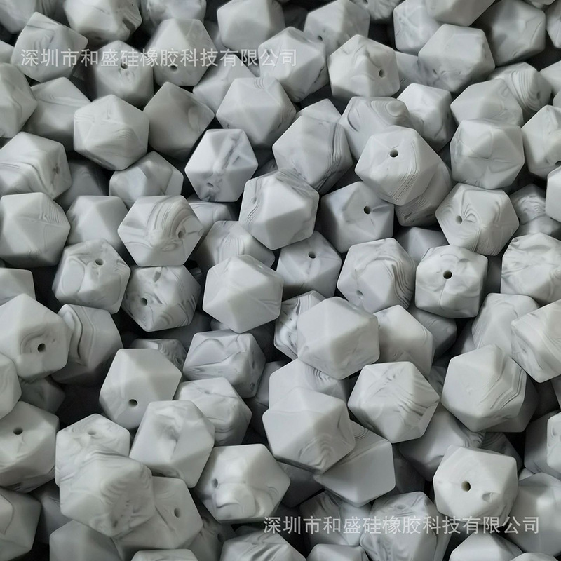 Silicone Beads Amazon Cross-Border Hot Selling Food Six-Sided Silicone Beads DIY Pacifier Chain Octagonal Beads Wholesale