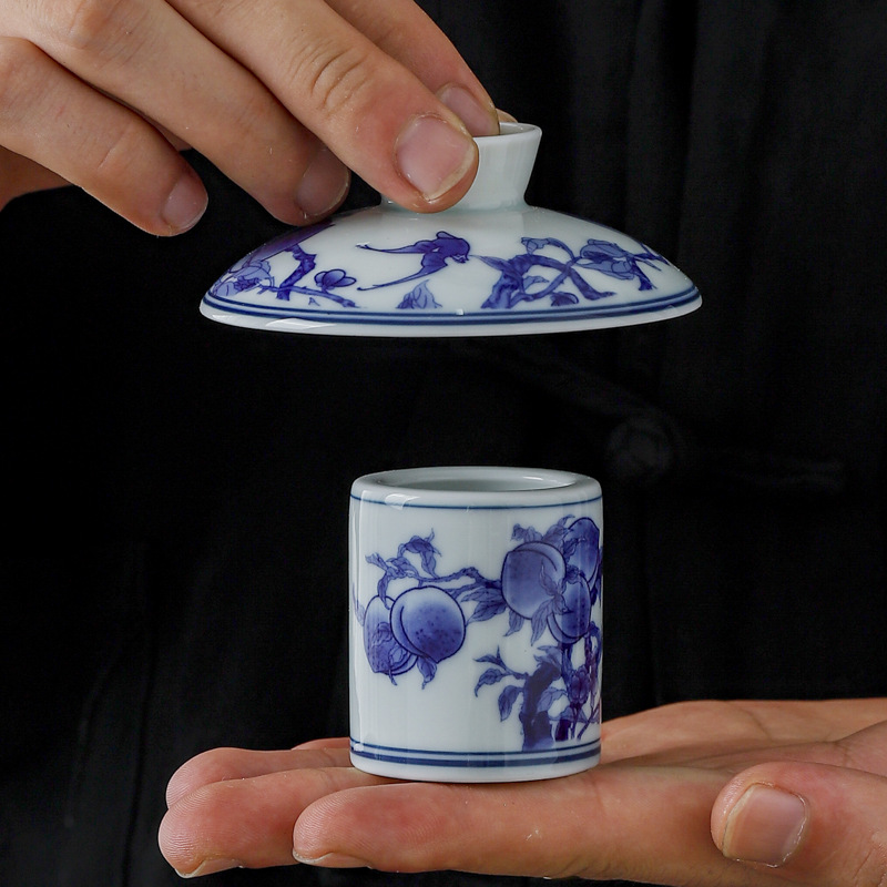 Винтажный набор крышек для чая Yuerui из синей и белой керамики, аксессуары для чайного сервиза