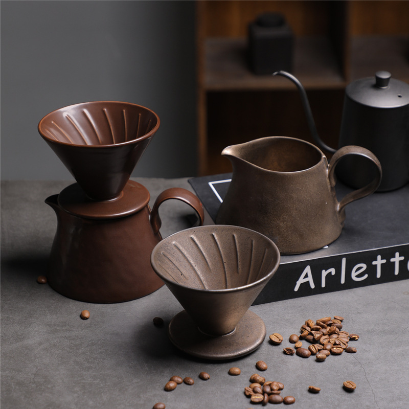 Ceramic Coffee Pot Set Hand-made Coffee Pot Cross-border Supply Sharing Pot V60 Funnel Coffee Filter Cup Filter
