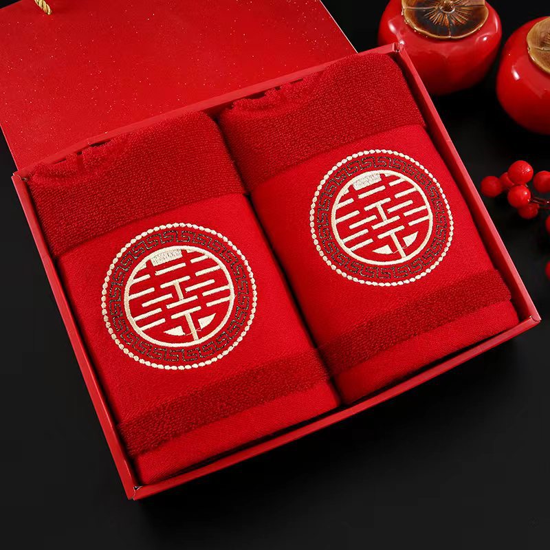 housewarming wedding towel burgundy cotton towel thickened absorbent red gift wedding towel wedding gift