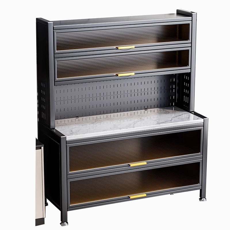 Kitchen Multifunctional Storage Rack Slate Sideboard Household Dustproof Storage Cabinet Multi-Layer Snack Cabinet Floor-Standing Storage Cabinet